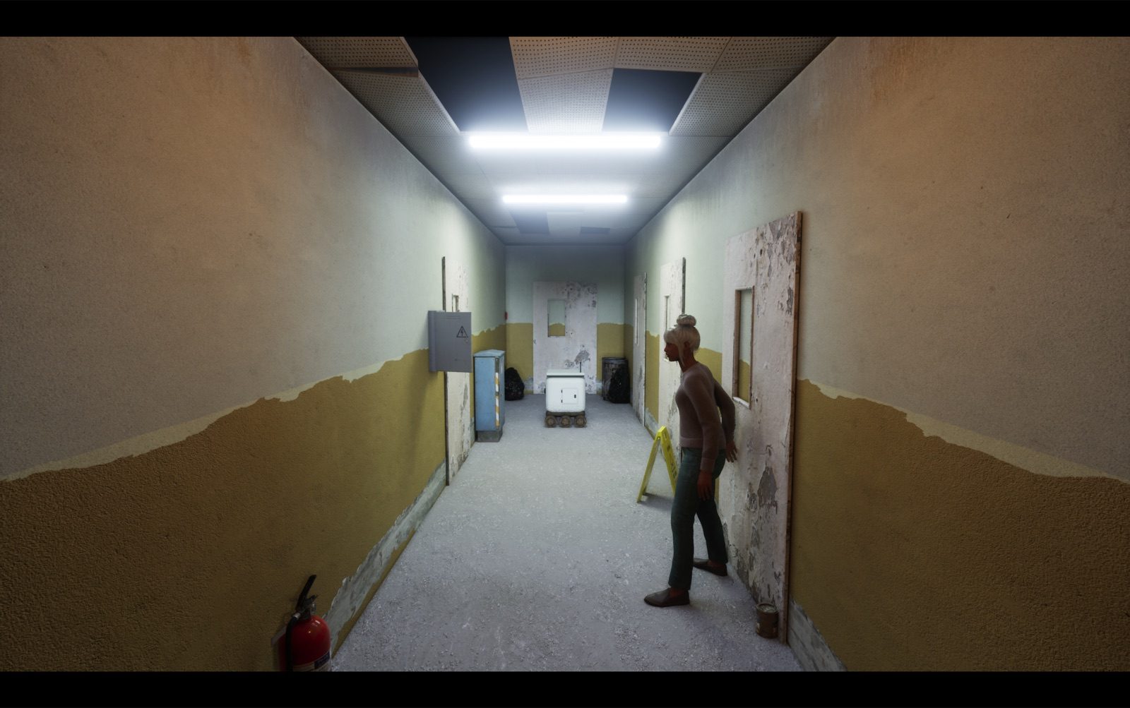 The fourth-floor corridor