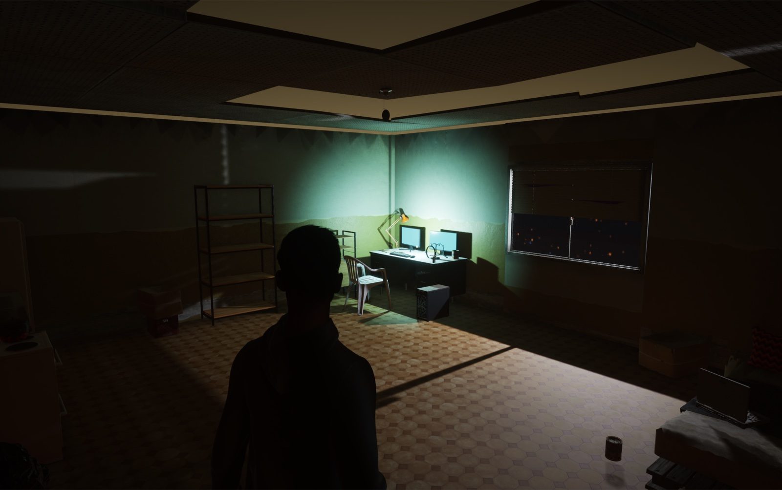 Leon's flat at night